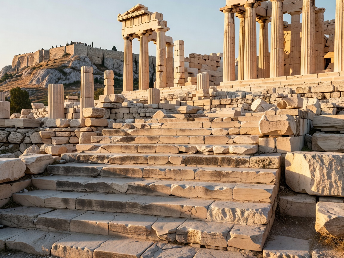 Ancient Parthenon ruins in Athens Greece showcasing delicate classical stone steps