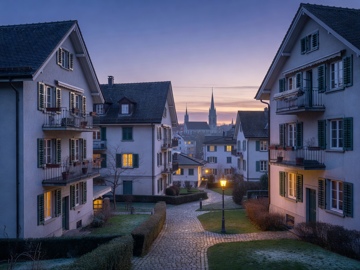Swiss alpine town residential buildings with strict nighttime quiet hour bylaws