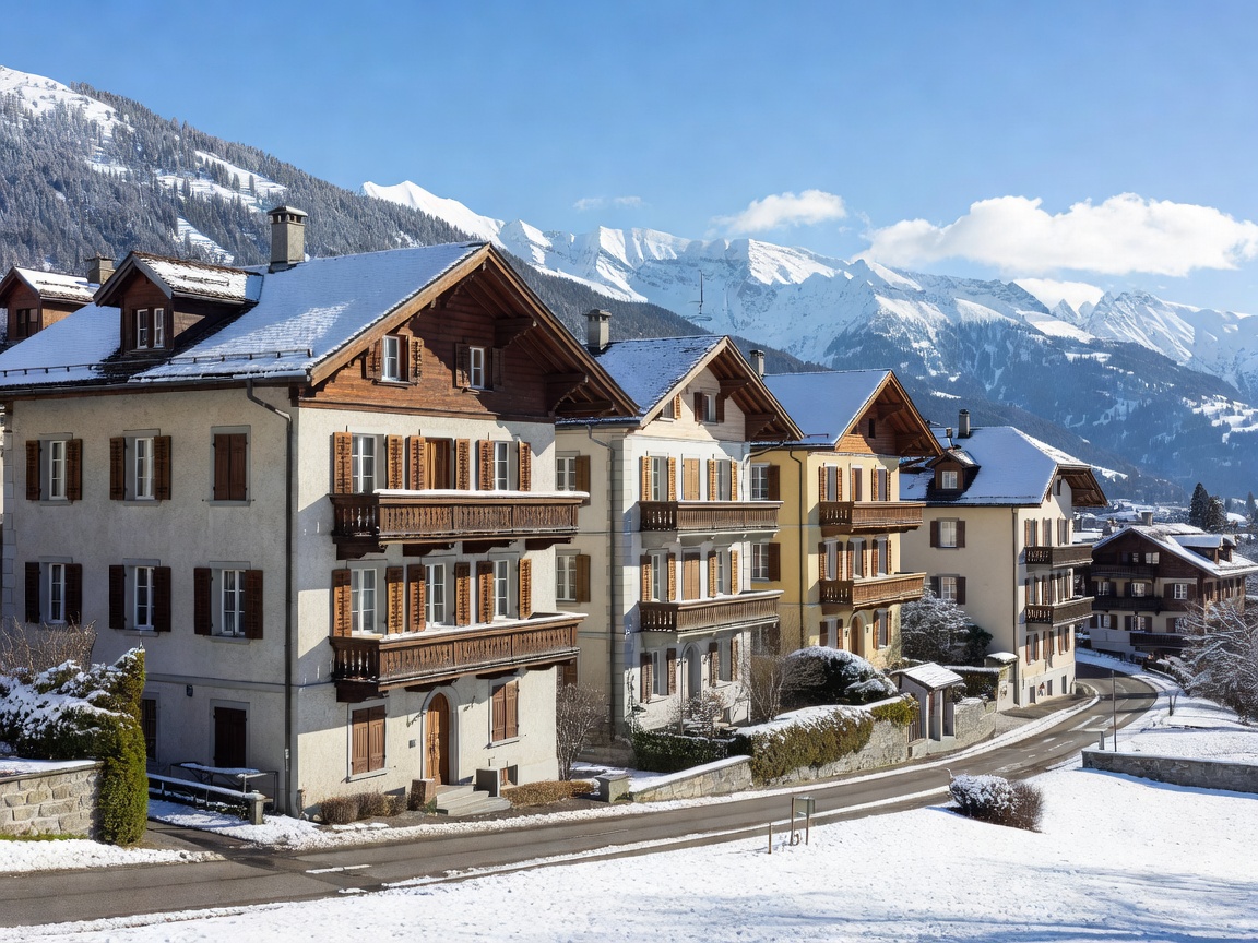 Swiss alpine multi-story apartment houses in Zurich